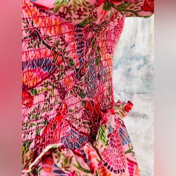 Anthropologie Farm Rio Macaw Flight Smocked Dress Size Medium NWOT $270 - Picture 8 of 16